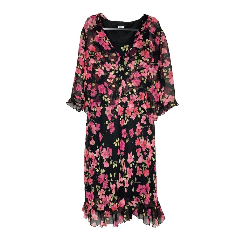 Believe... Dress Women XL Chiffon Sleevess Midi with Long‎ Sleeve Sheer Jacket